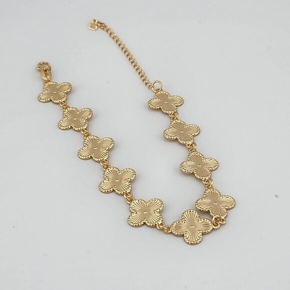 Brand New Brazilian 18k Gold Filled 10 Clover Anklet - Picture 4 of 8